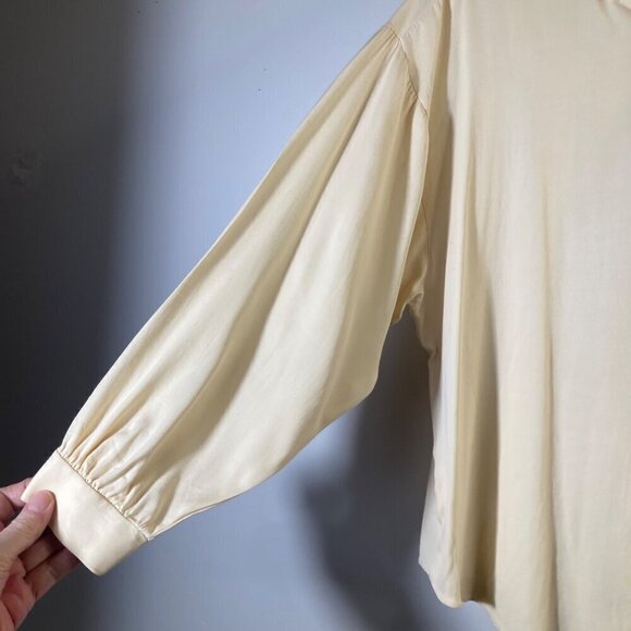 Womens Vintage Willowridge Button Shirt Cream M Acetate Rayon Made in USA - Picture 5 of 9